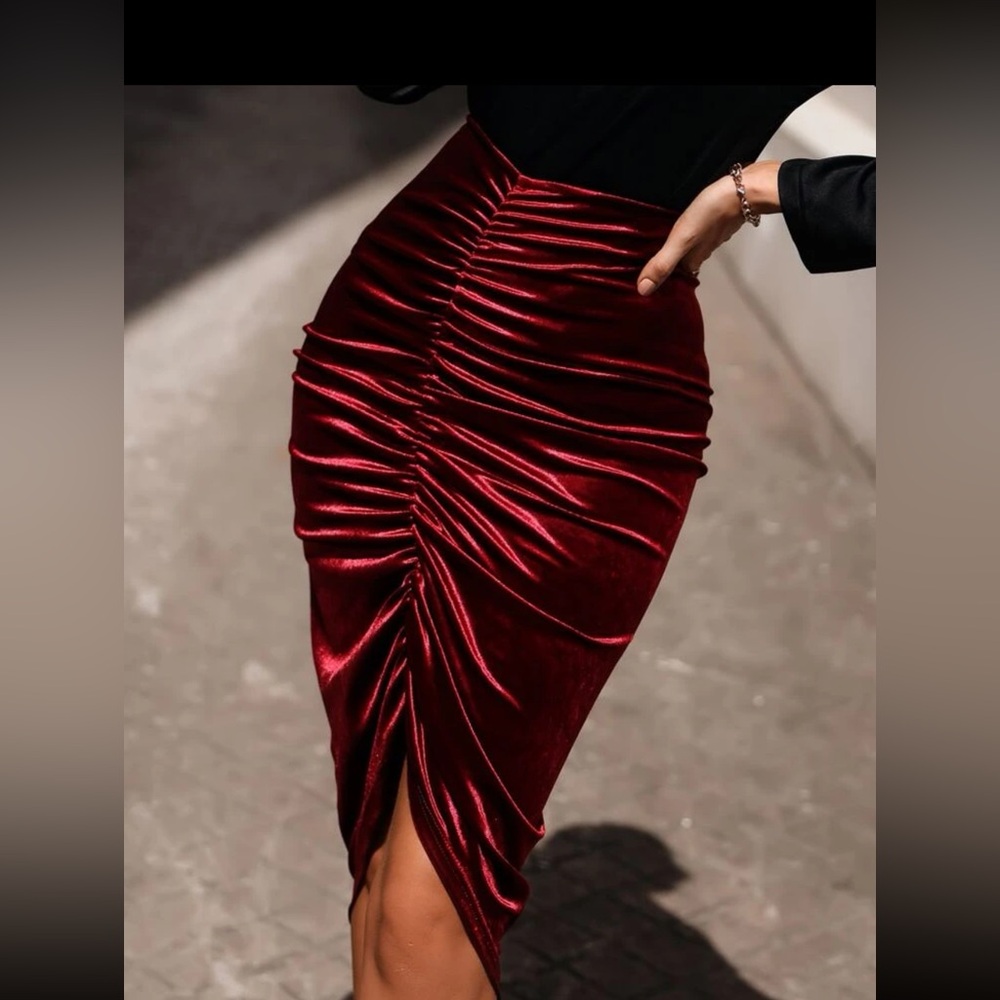 Velvet Ruched Skirt